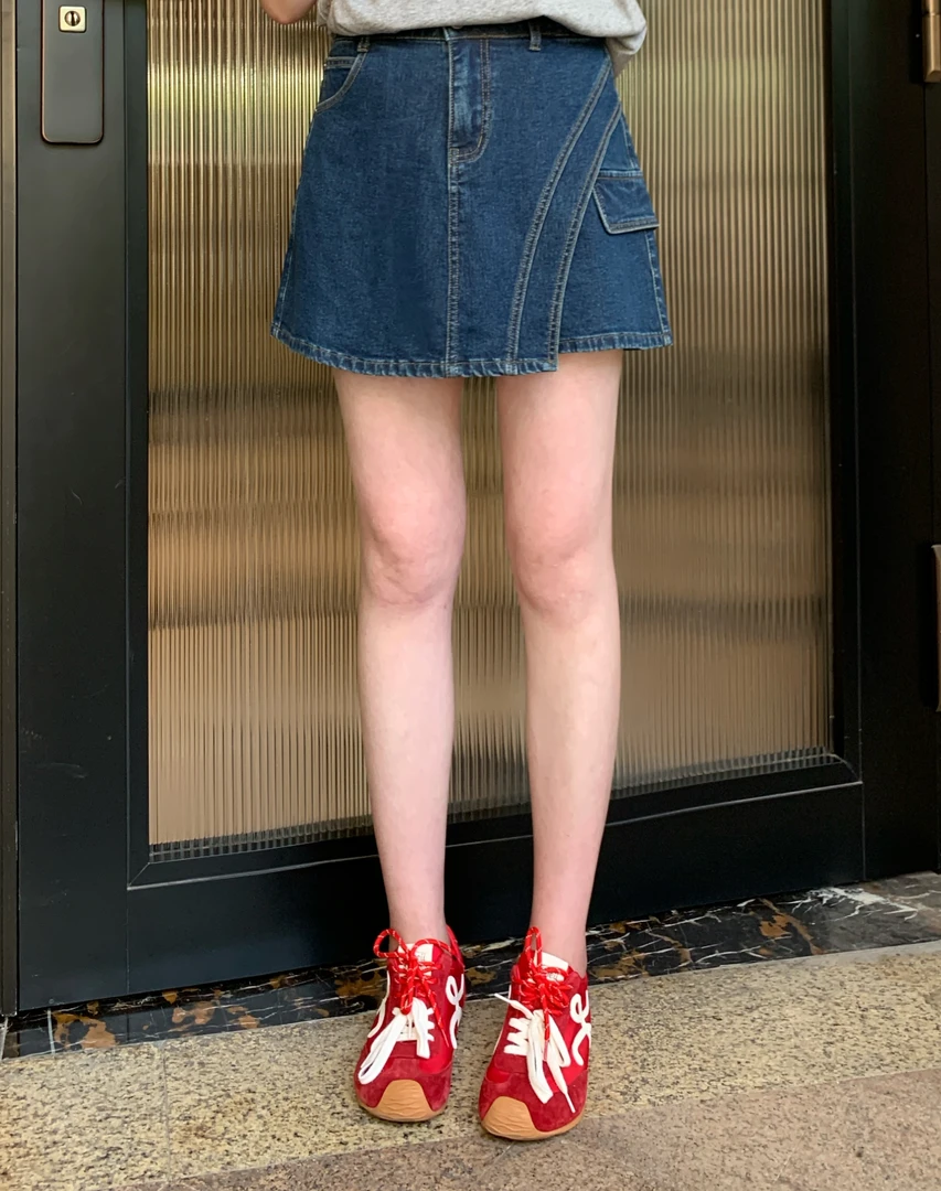 NANJIE/楠姐【美式复古】2025新款设计感假两件裙裤XNS6426