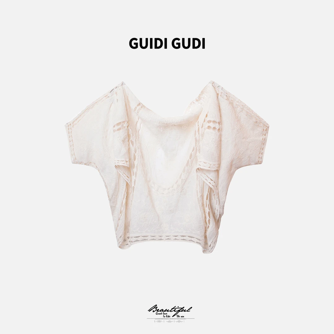 GUIDI GUDI【交响曲】黄加蓝气质民族风设计款短袖外套