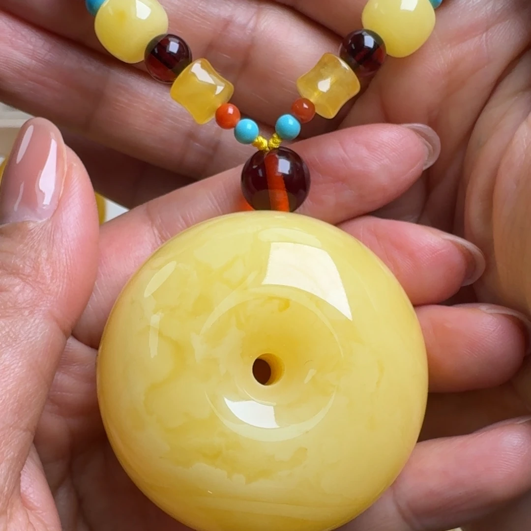 蜜蜡未镶嵌毛衣链无优化无烤色无补胶无覆膜无辐照无煮蜜