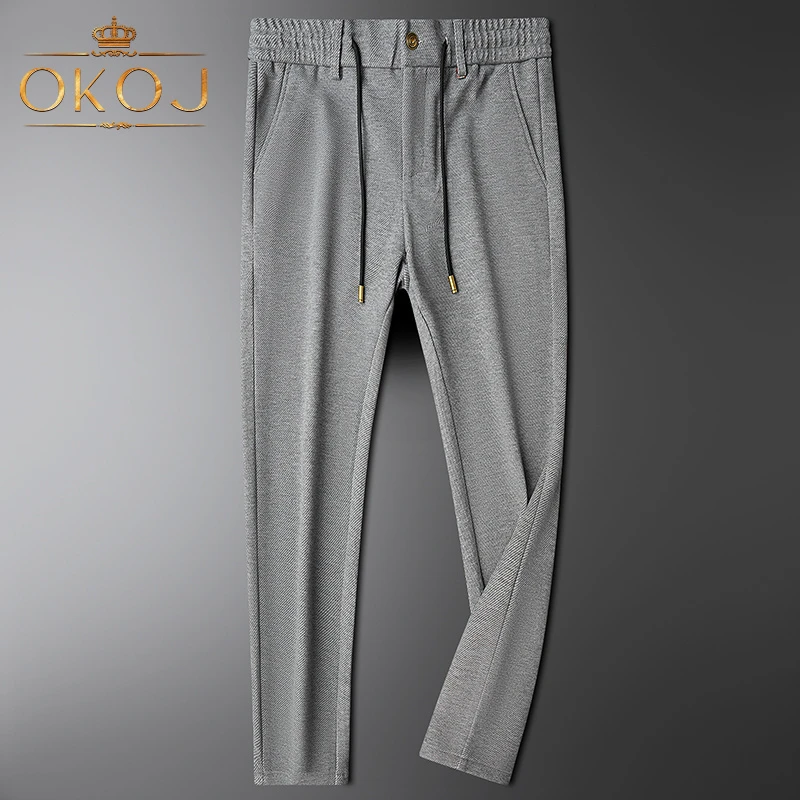 OKOJ休闲运动长裤男时尚百搭修身弹力抗皱秋季新款中年爸爸卫裤子