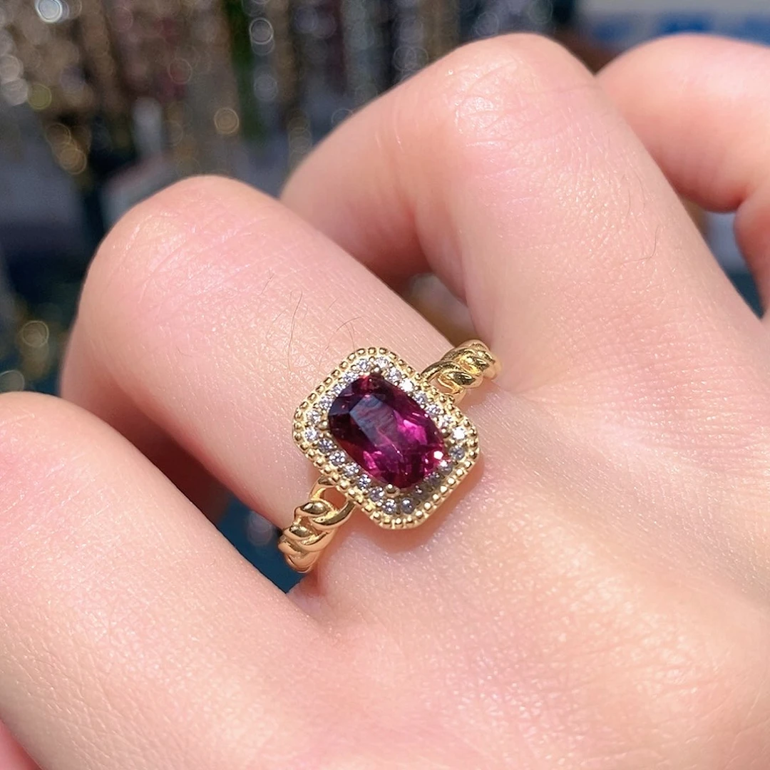 银S925镶嵌戒指石榴石天然镁铝石