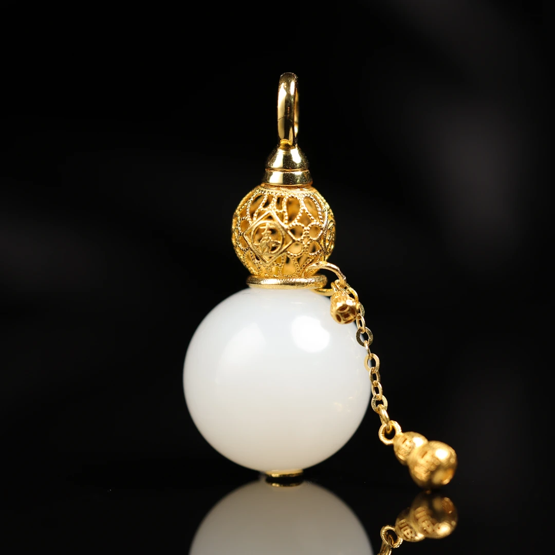 本真 | 暖阳 | 严选精品和田玉顶俄高白白玉葫芦15mm吊坠
