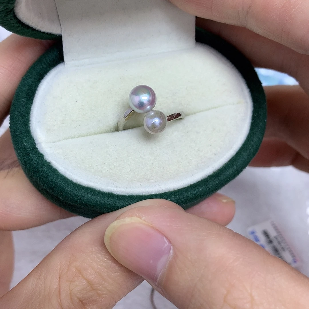 戒指银S925镶嵌海水珍珠5.5-6.5