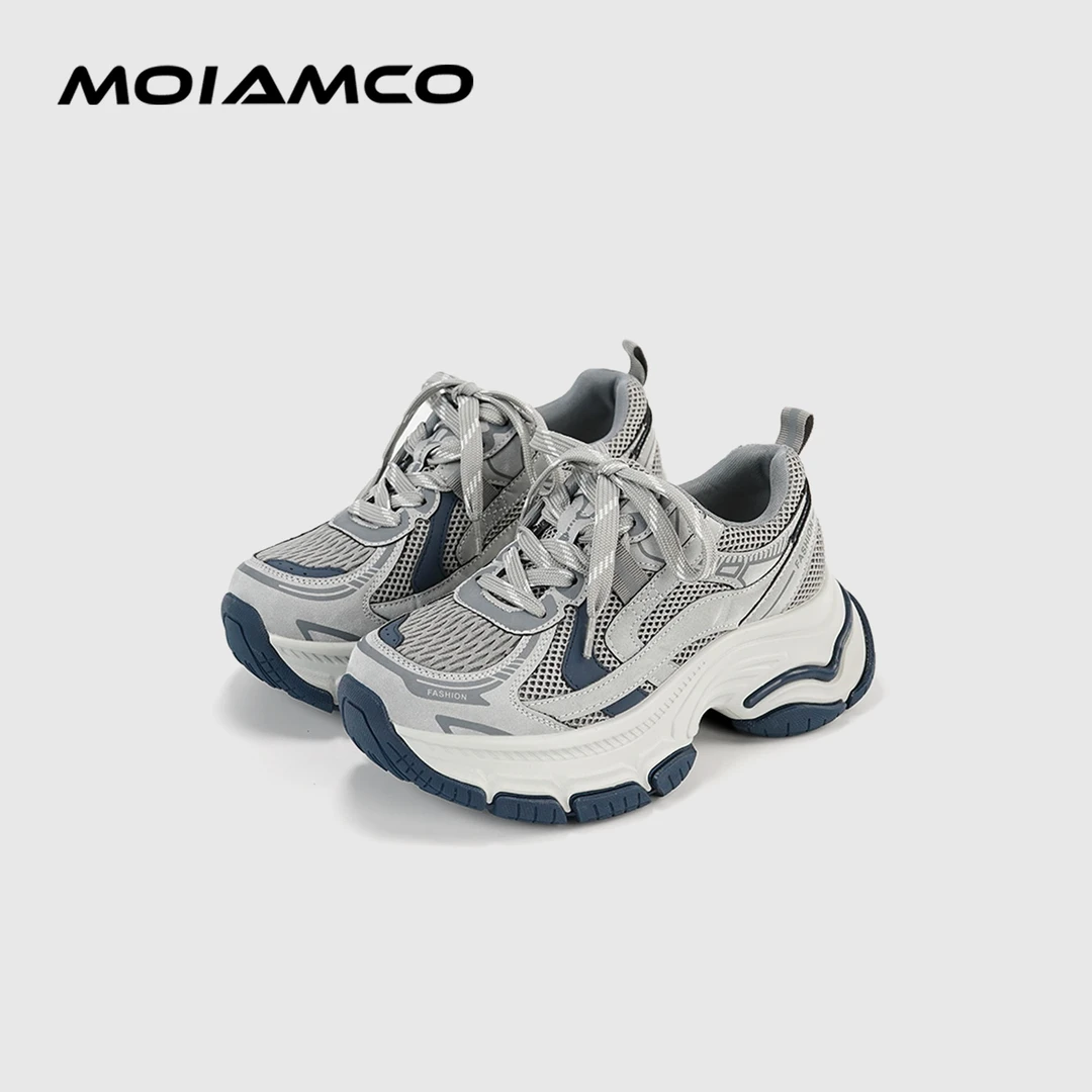 Molamco户外运动款老爹鞋真皮网面透气舒适鞋子