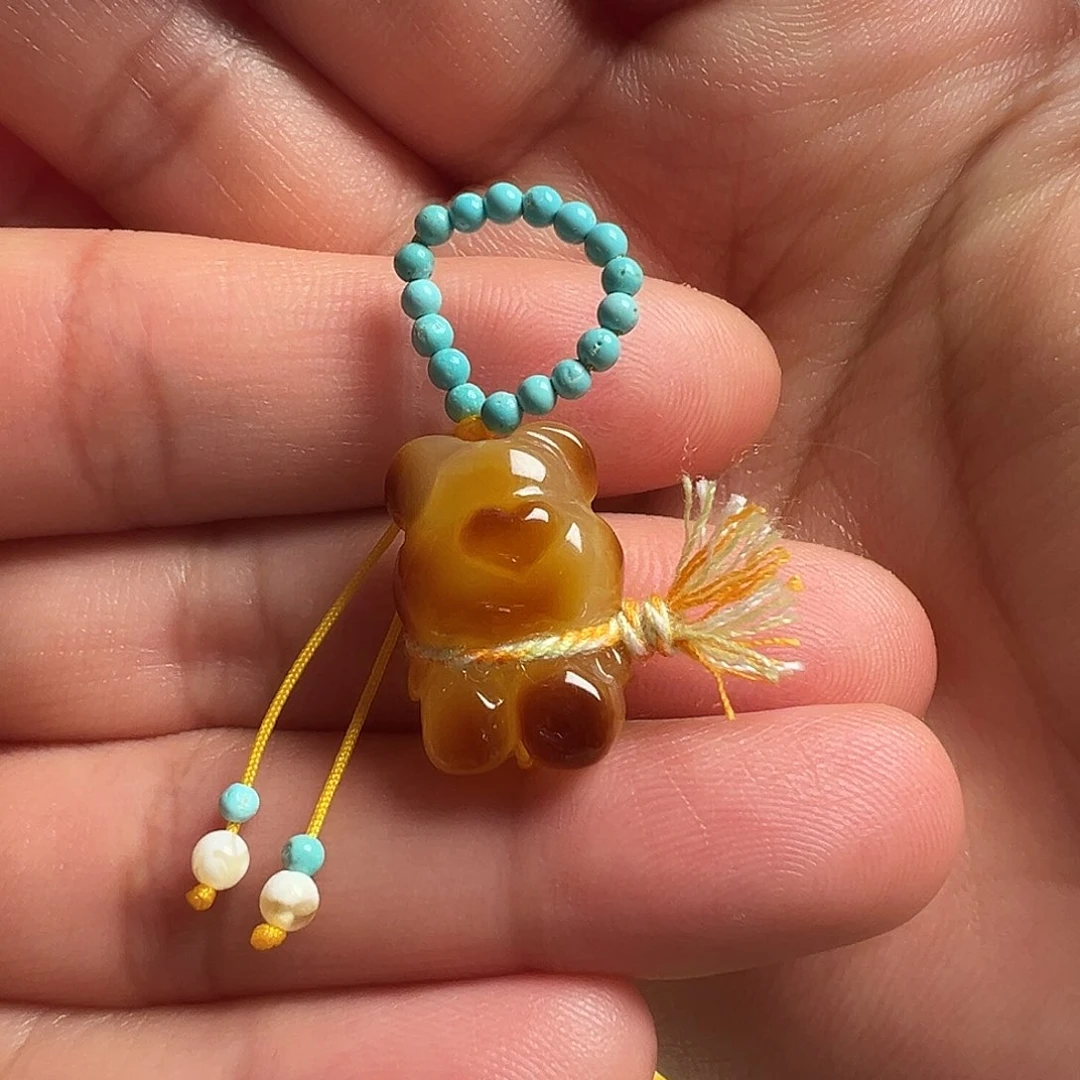 蜜蜡颈饰未镶嵌小熊提溜