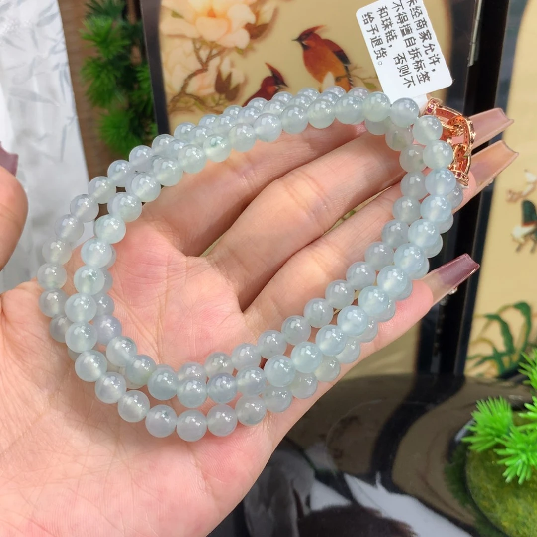 翡翠手链未镶嵌卡6.2冰蓝飘花项链