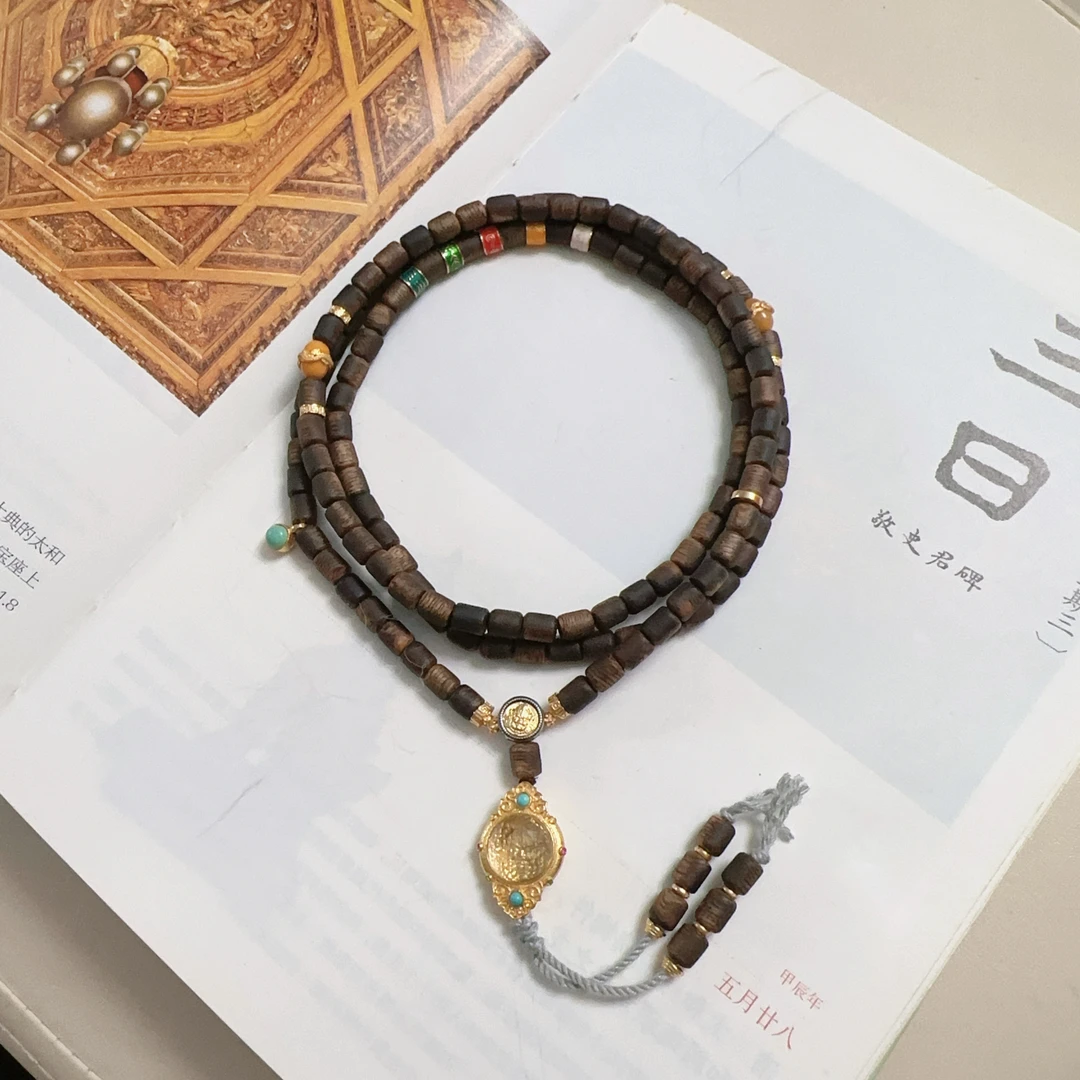 奇楠沉香五路财神长串