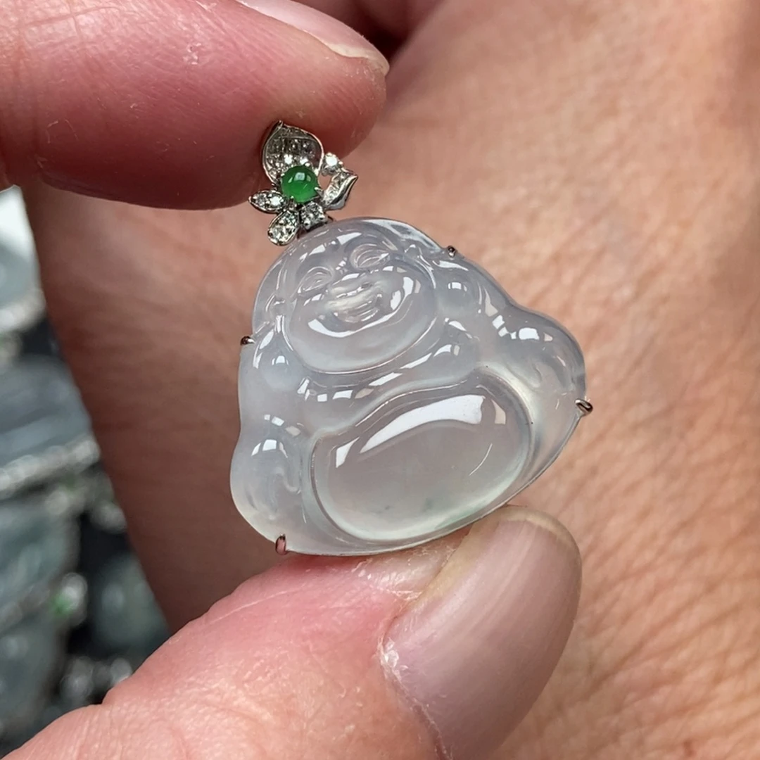 吊坠(不含链)18K金镶嵌翡翠佛公