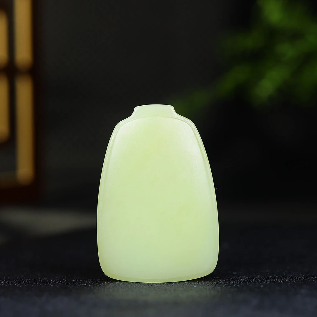 112044和田玉黄玉平安牌挂件