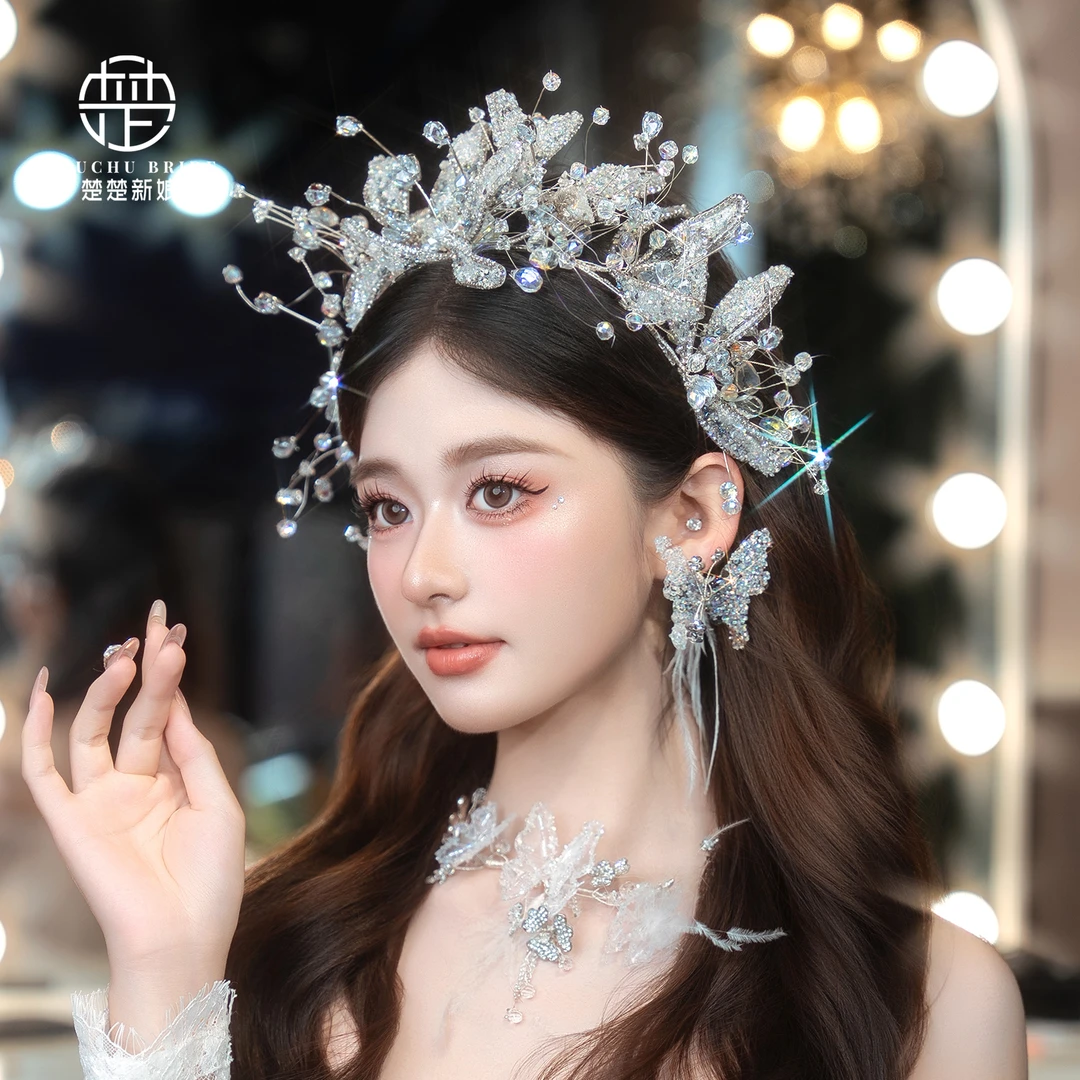 新娘皇冠头饰日韩超仙水晶皇冠高级感婚纱发箍结婚新娘发饰配饰