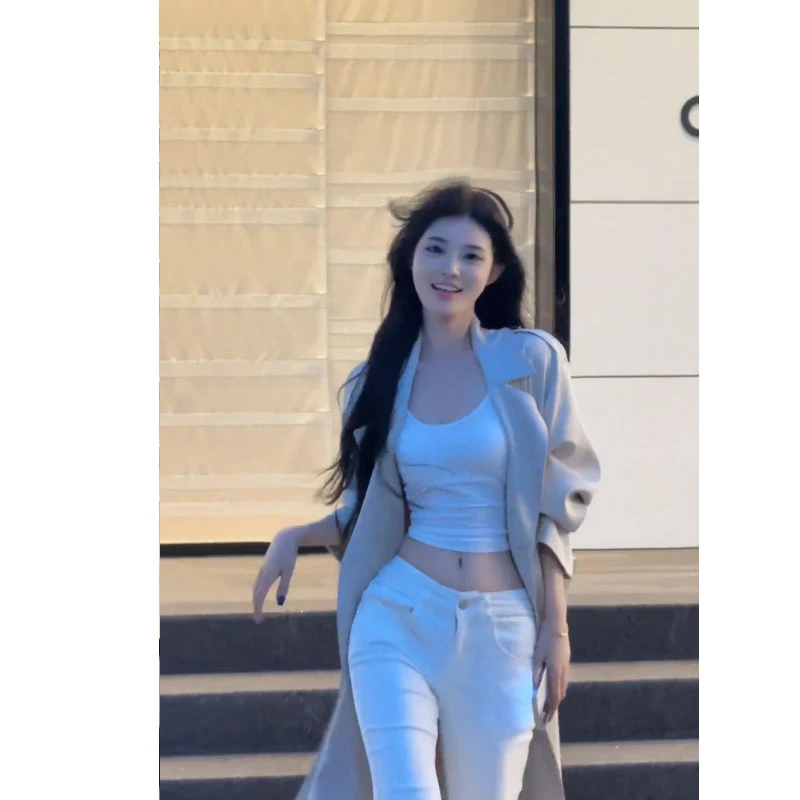 韩系气质女神ins气质高级感显瘦收腰修身内搭女配高腰休闲裤套装