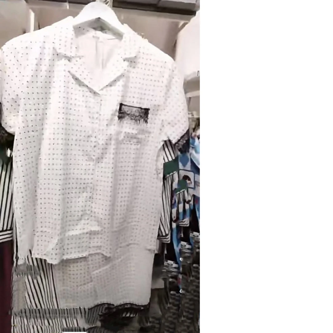 阪织屋×凉感纱冰岛丝波点短袖长裤开衫套装