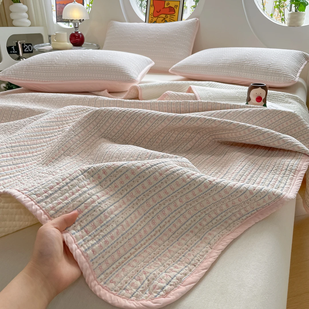 全棉棉花绗缝床盖单件2026新款纯棉夹棉榻榻米防滑床炕单四季通用