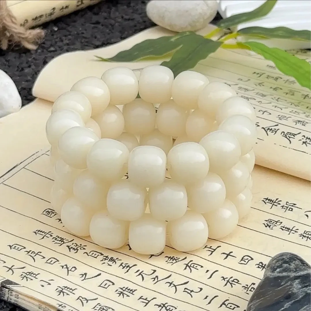 【白色桶珠】原生态菩提手串原色老型桶珠单圈大尺寸文玩菩提子手串