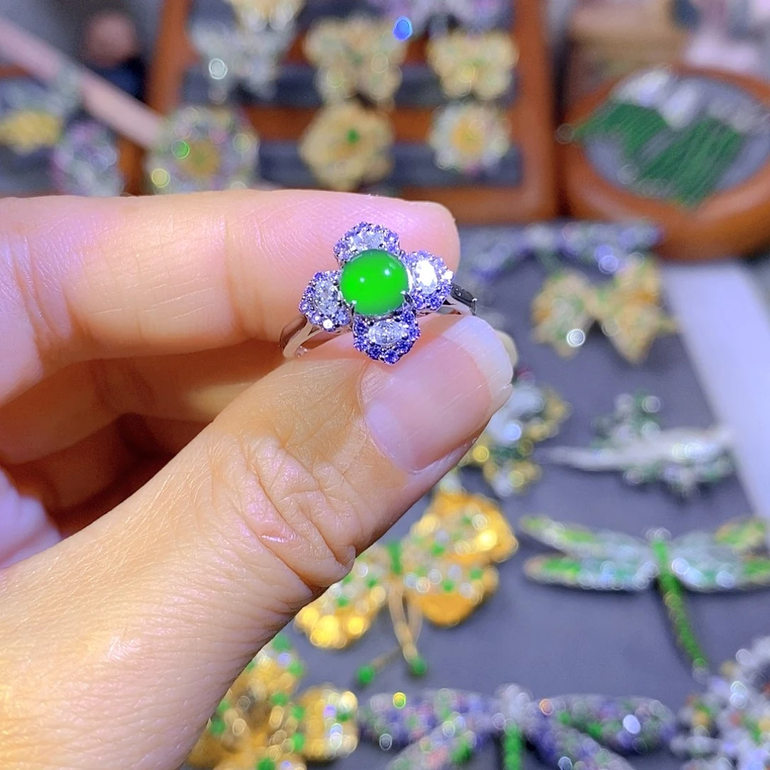 颈饰银S925镶嵌翡翠