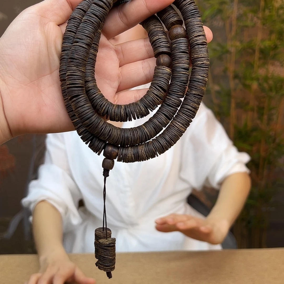 沉香手串海南看白奇金丝蜜结沉水皮油药片多圈一条83克