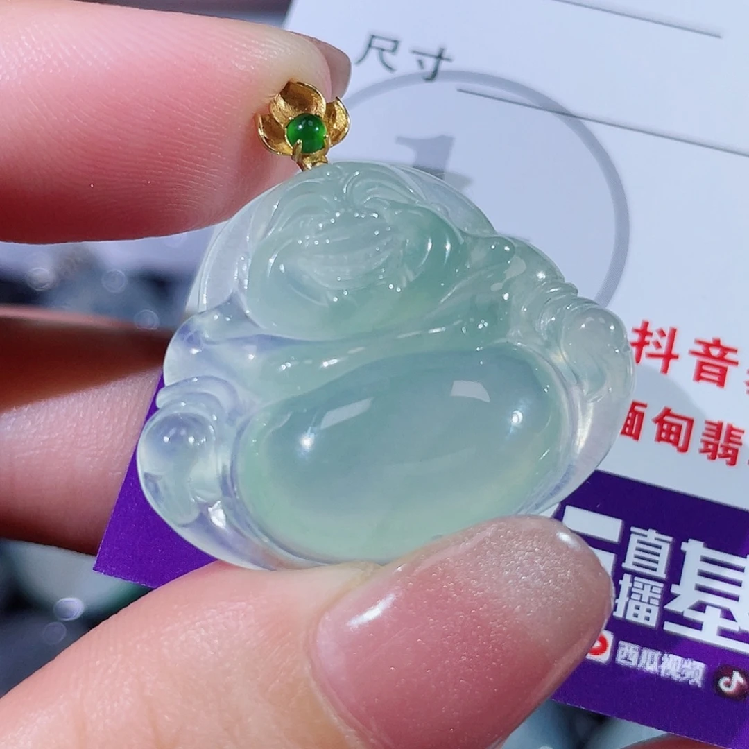 颈饰18K金镶嵌翡翠佛公