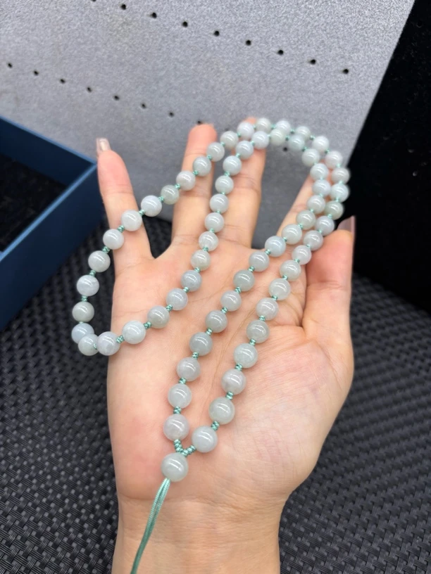 福利款天然缅甸A货翡翠圆珠8mm玉石挂件绳毛衣链珠链长链时尚百搭