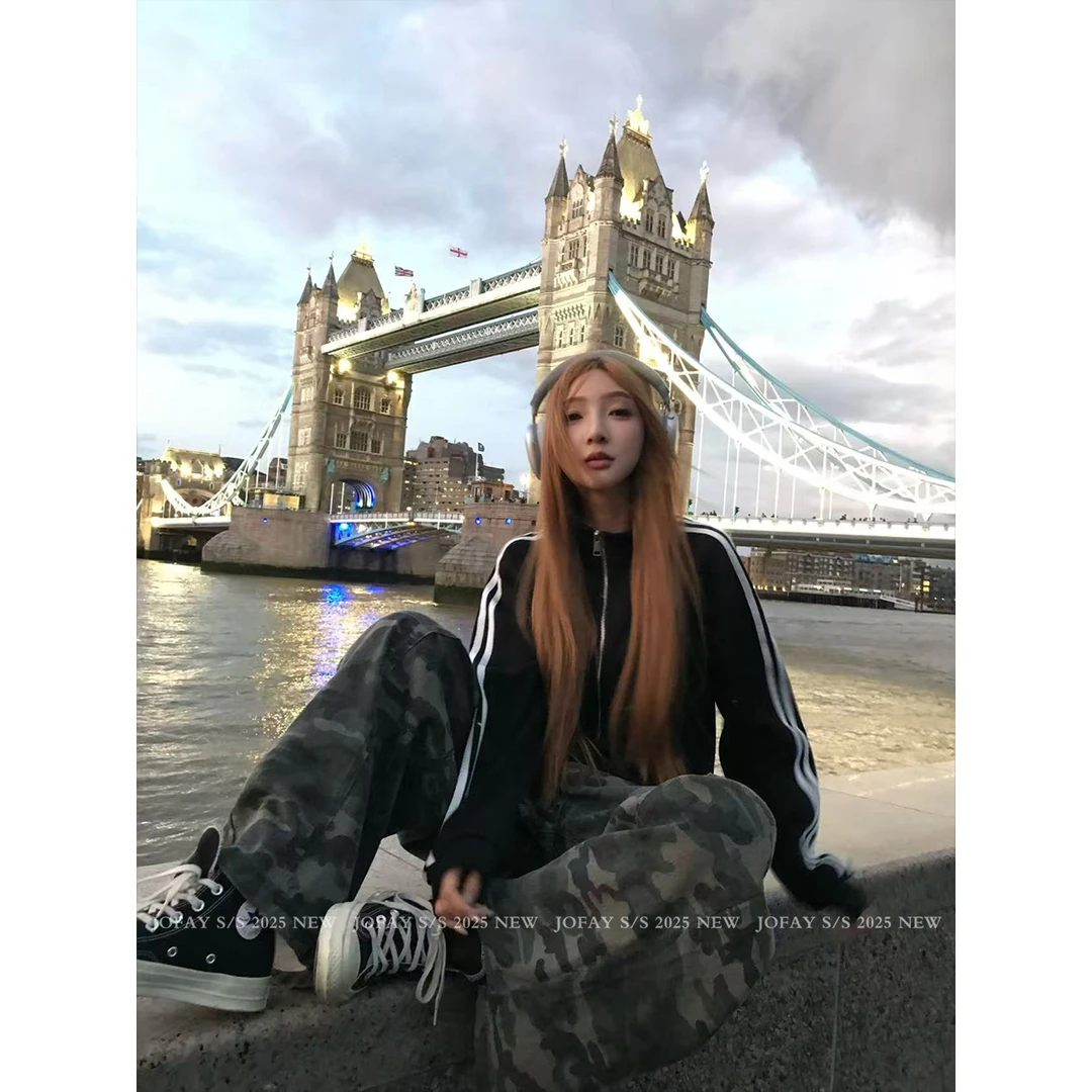 【CHASINGLIGHT】|条迷彩裤|迷彩印花牛仔裤 复古潮流时尚休闲K1627