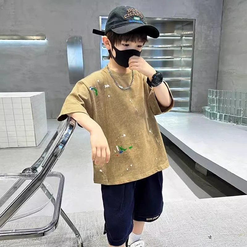 新款男童夏季薄款纯棉短袖T恤卡通动漫印花休闲运动宽松吸汗抗起