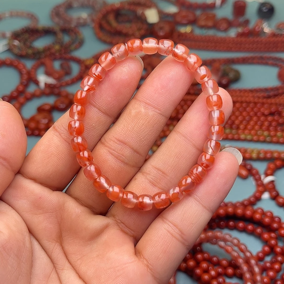 南红玛瑙未镶嵌手链冰飘花卡6