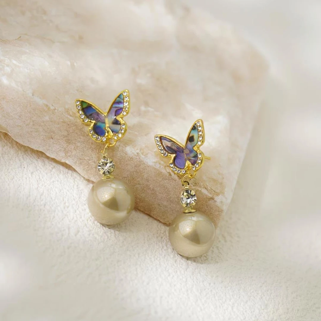 铜合金耳饰 蝴蝶耳环气质优雅个性时尚高级感