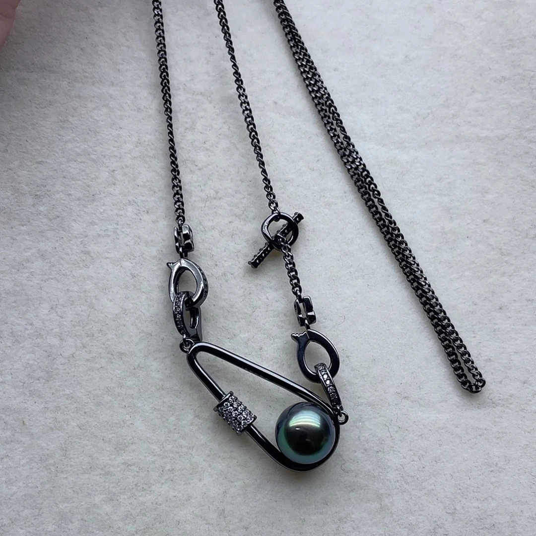 海水珍珠套链64银S925镶嵌