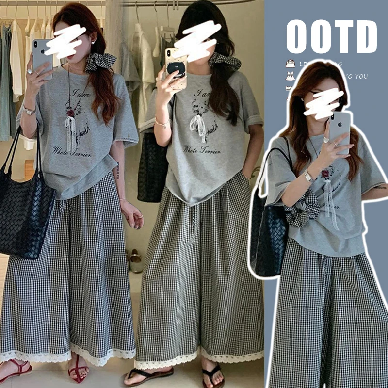 洋气孕妇装夏装套装2025年新款上衣搭配阔腿裤子时尚网红孕期穿搭