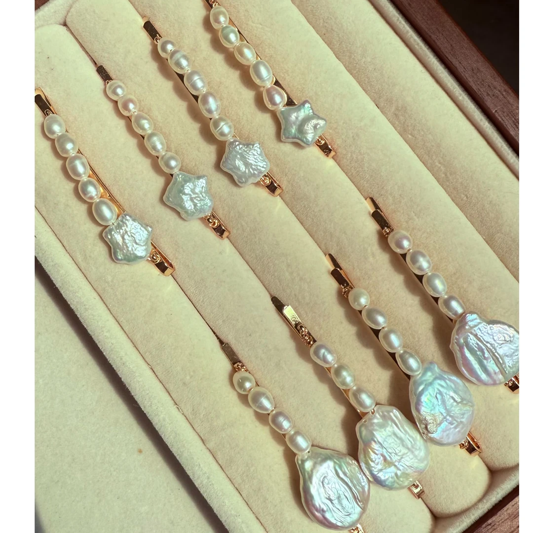 单只发箍-天然珍珠发夹-（铜合金配件-微瑕）