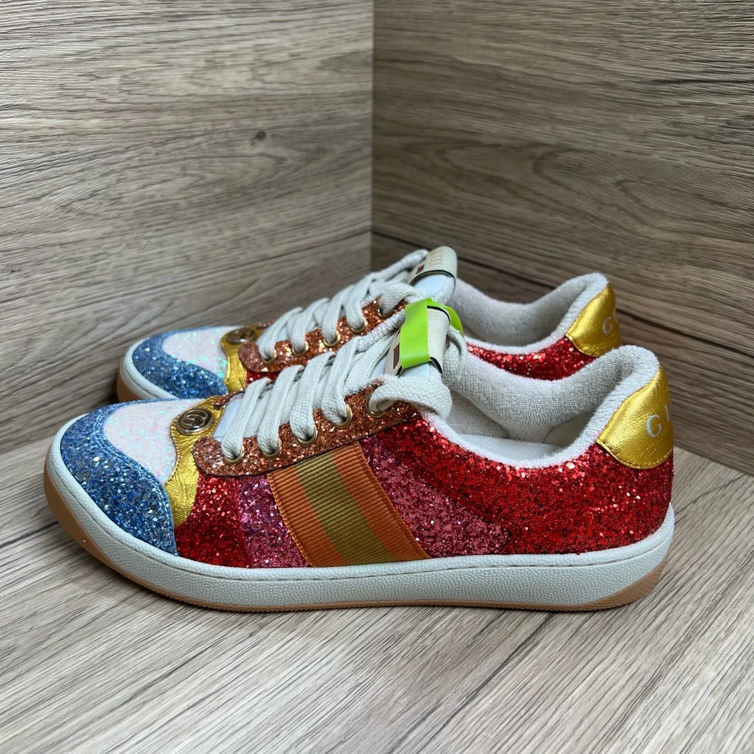 95新 GUCCI/古驰 脏脏 彩色亮片板鞋 37码