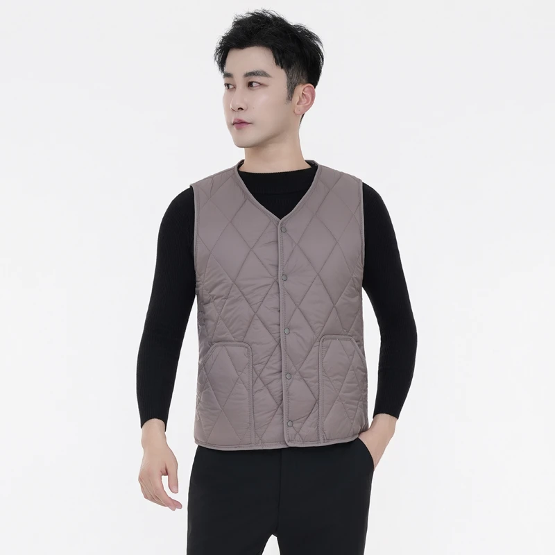 马甲男修身羊恙绒保暖秋冬透气加绒加厚背心修身内穿暖背中青老年