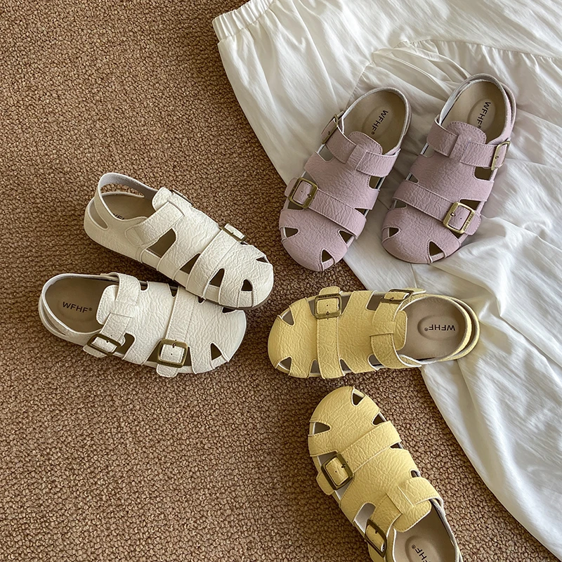 包头勃肯夏季镂空透气软底玛丽珍鞋女款爆款2025新款