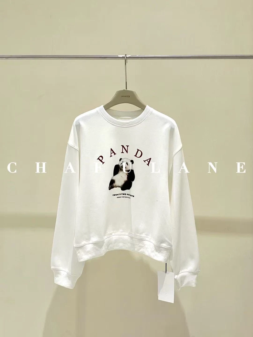 【茶芙巷】熊猫印花卫衣T5988