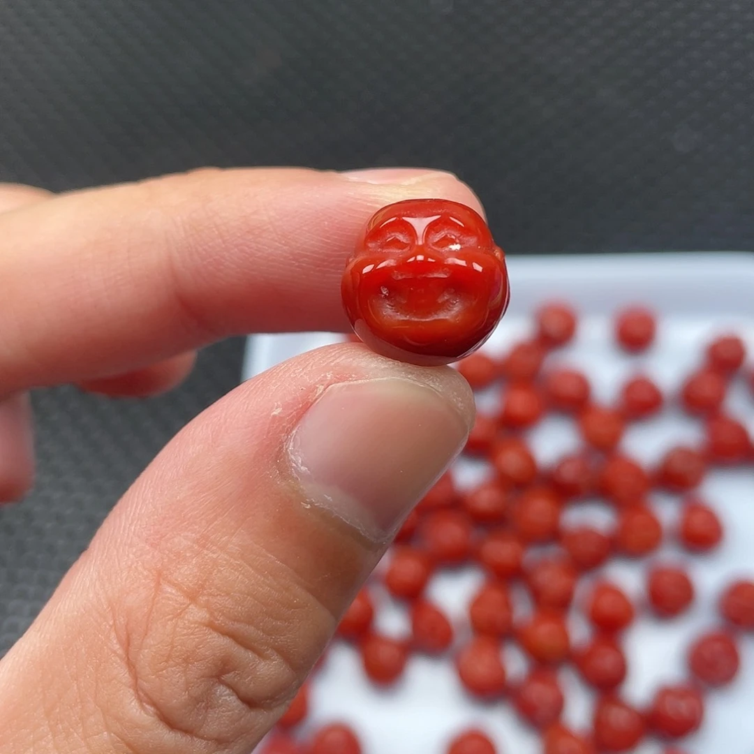 南红玛瑙13mm柿子红佛头一颗未镶嵌