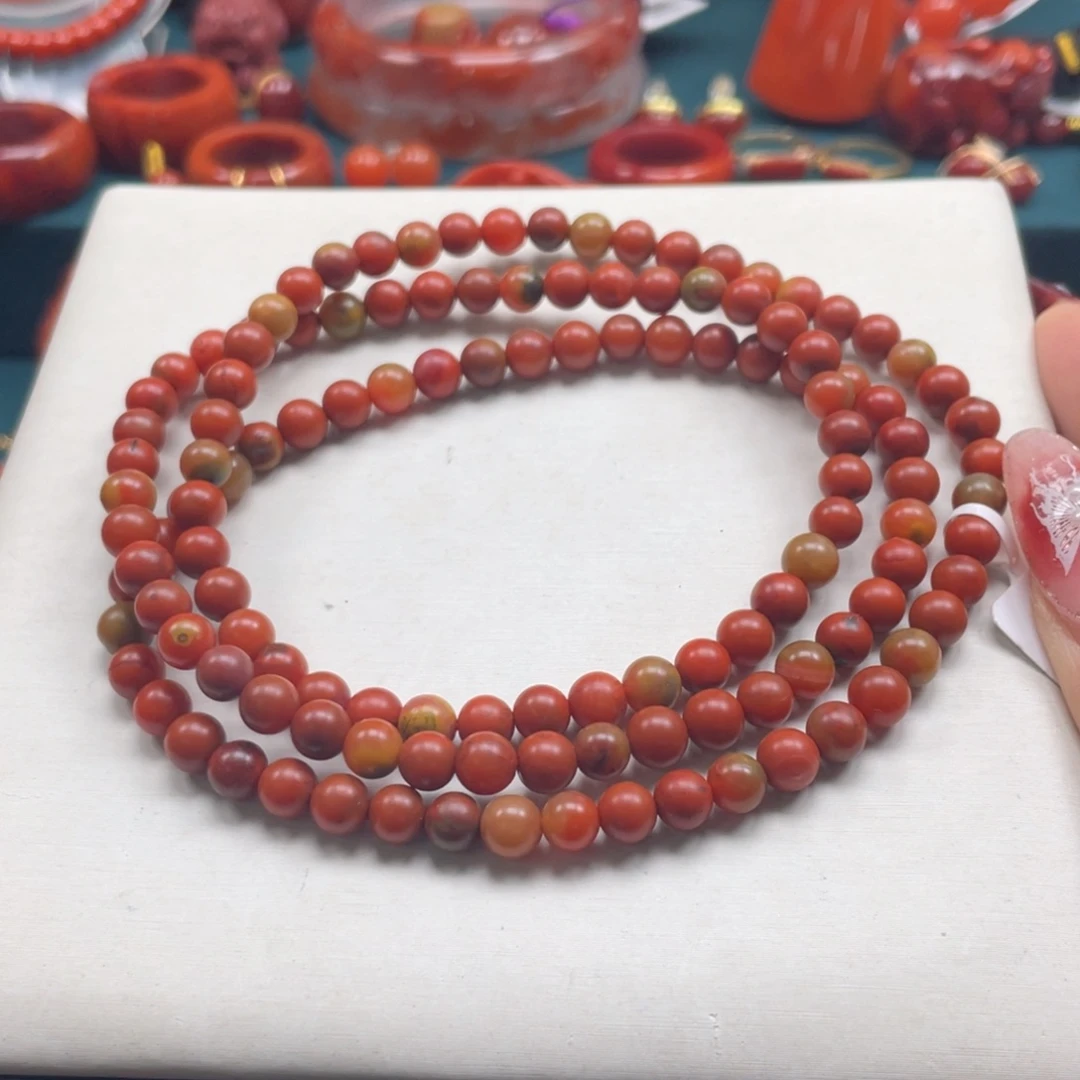 南红玛瑙包浆南红多圈5mm未镶嵌