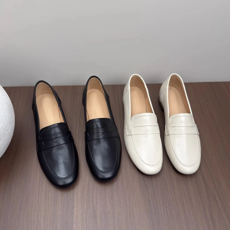 羊皮断码清仓真皮英伦风小皮鞋女平底2025春秋新款软底乐福鞋单鞋