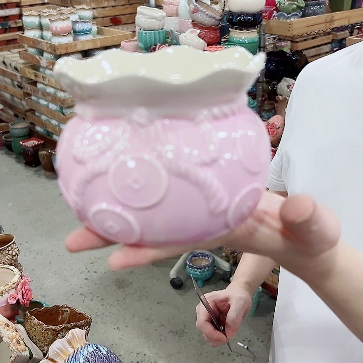 有孔.凑满10元发货多肉陶瓷花盆！