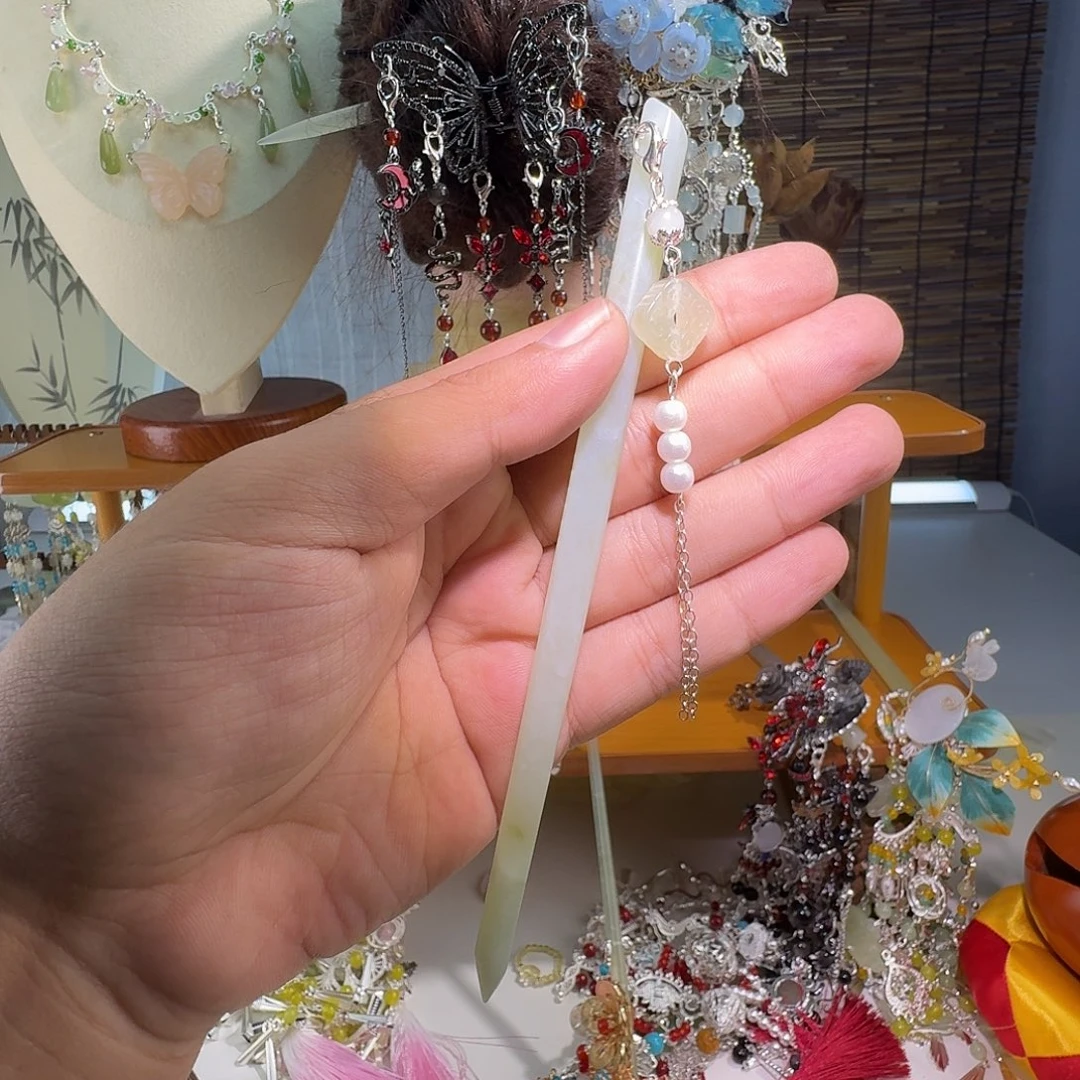 蛇纹石玉合金发饰
