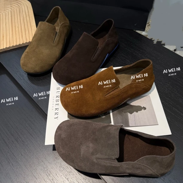 AIWEINI 4公分Row极简慵懒老钱风 巨舒服一脚蹬懒人女鞋