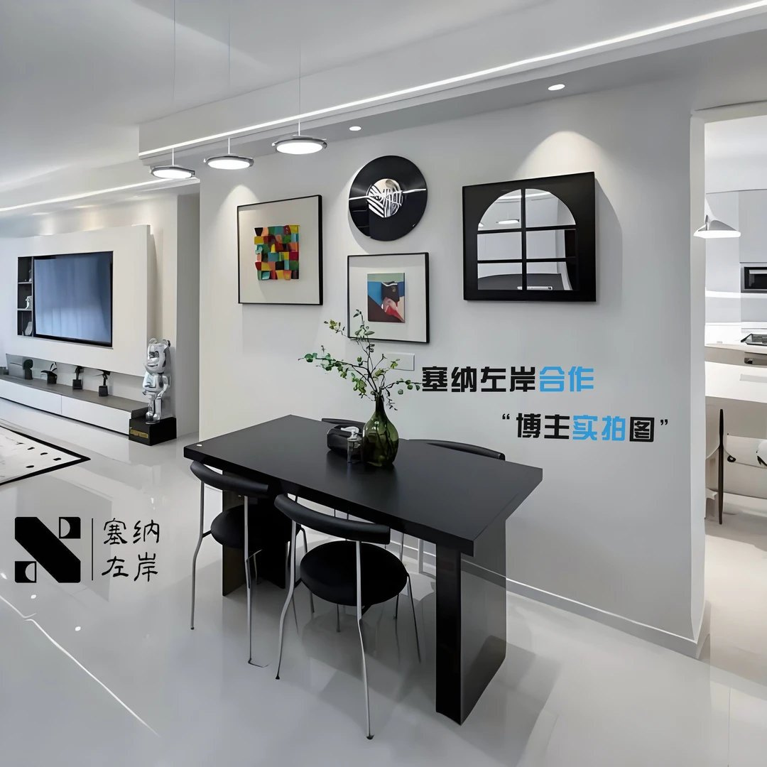意式极简轻奢客厅背景墙挂画钟表壁画适合大白墙沙发背景装饰画
