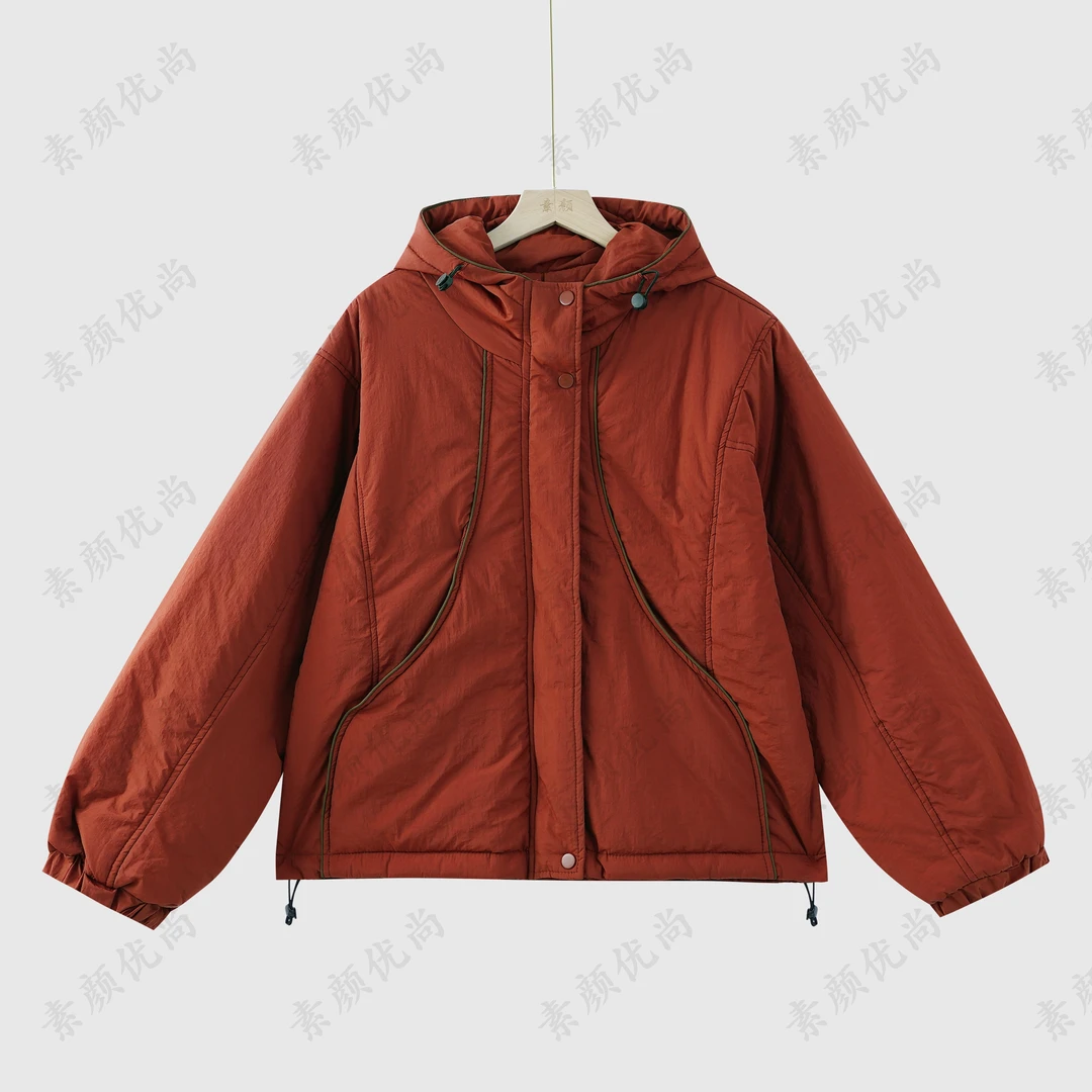 【素颜】新款百搭宽松防风杜邦棉可调节连帽外套