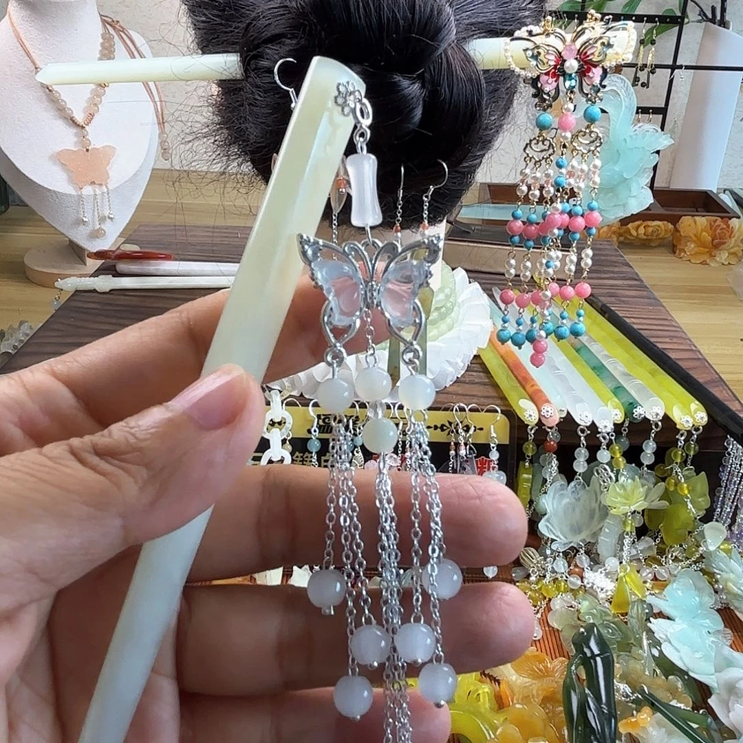 蛇纹石玉合金发饰