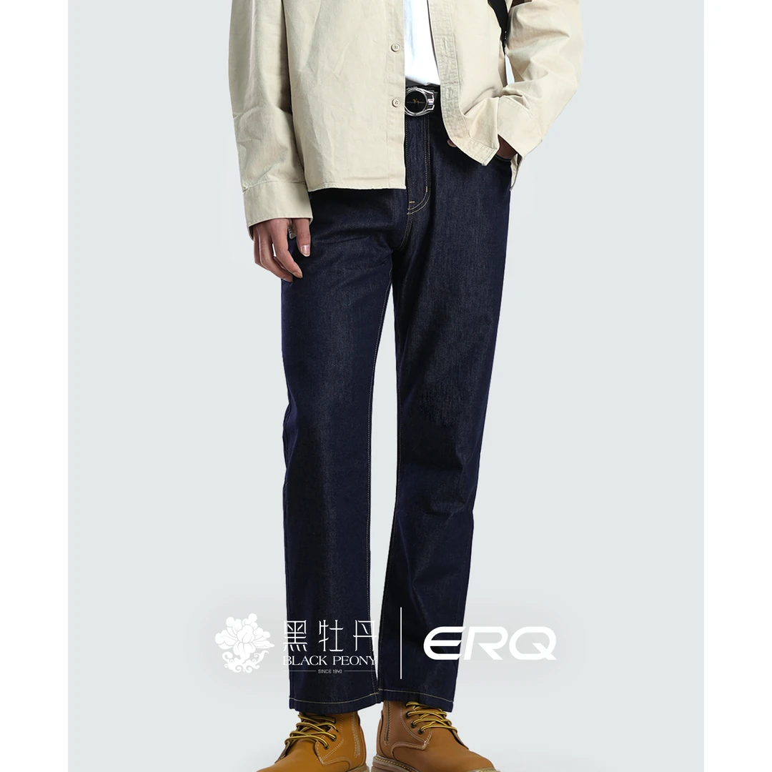 ERQ[抗掉色面料]901活性染宽松直筒男士牛仔裤商务休闲裤男款复古