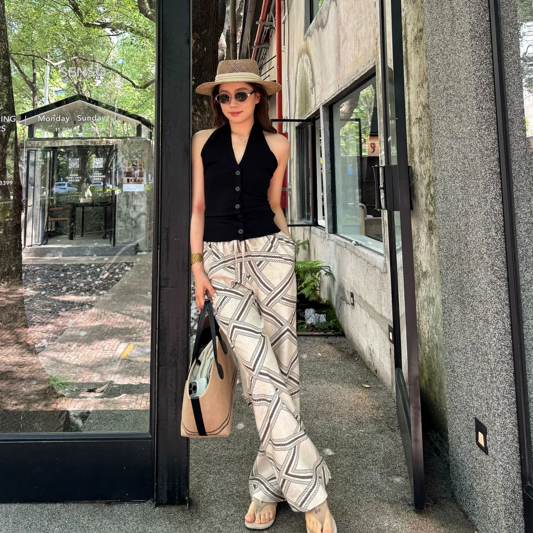 小敏「质感姐姐」绵羊毛混纺法式通勤挂脖吊带背心上衣S25C1099