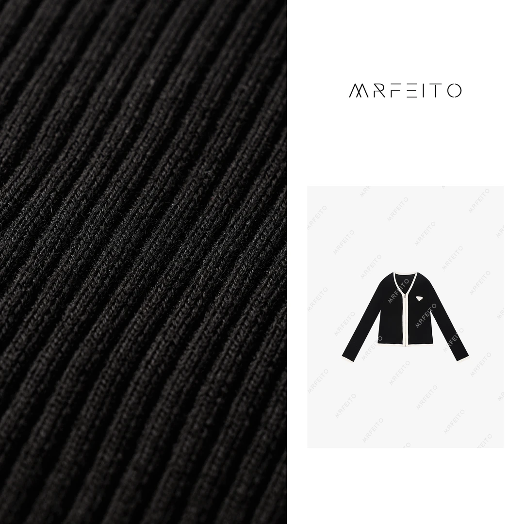 三角标小香风减龄拼色时尚显瘦针织修身开衫孤H990KS01Q28440