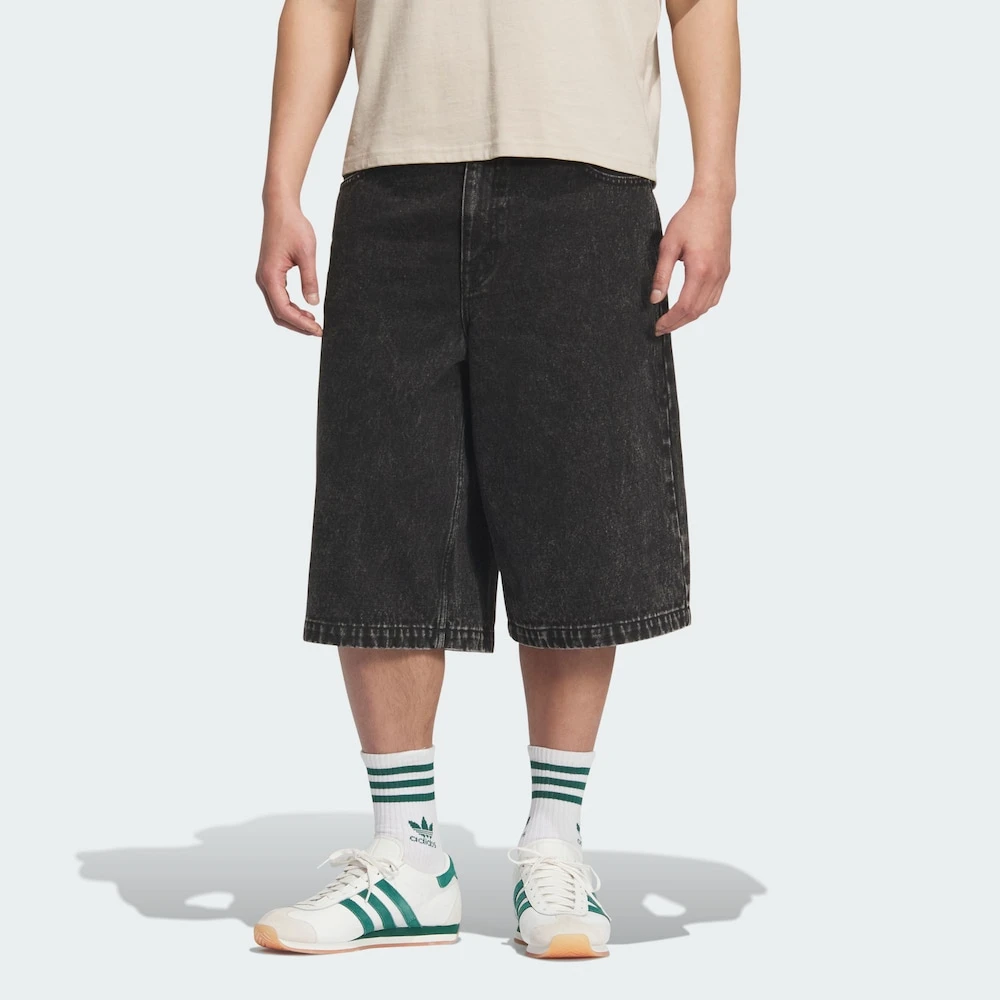 Adidas三叶草BASKETBALL RETRO纯棉牛仔运动短裤 JX5005 JX5004