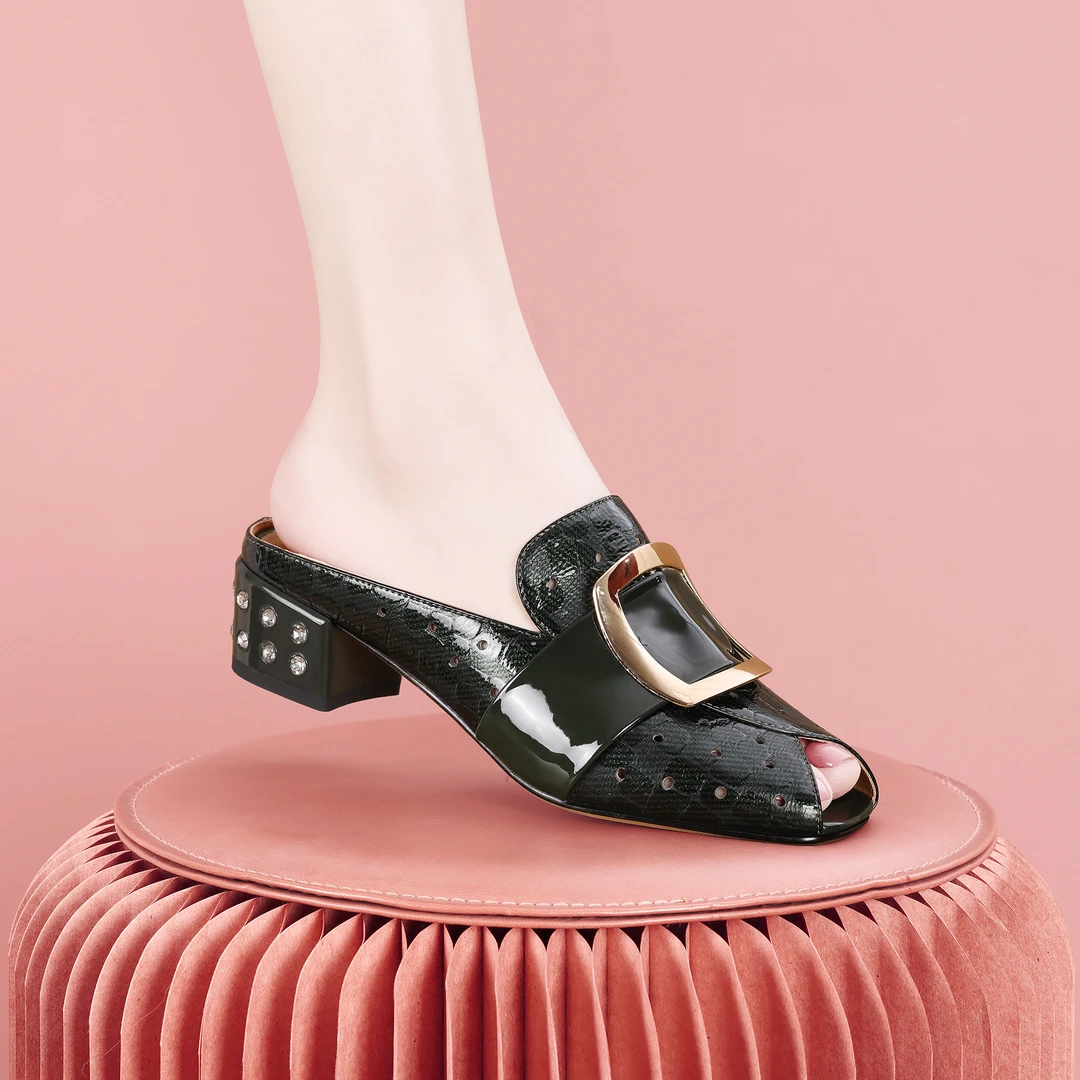 梵芮诗2025春夏新款鱼嘴透气户外时尚百搭气质粗跟女凉拖鞋-J1256