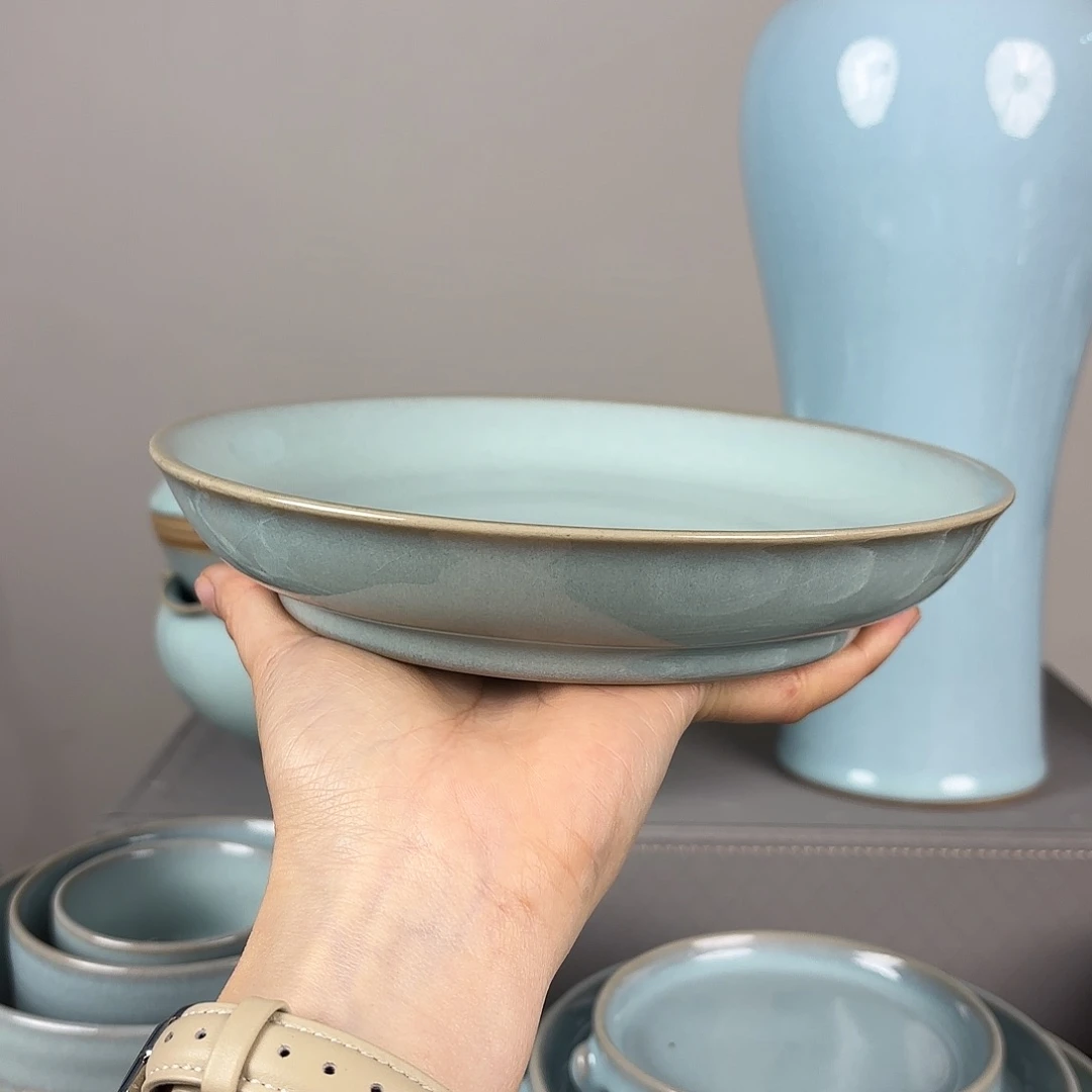其他汝窑天青釉大盘18cm