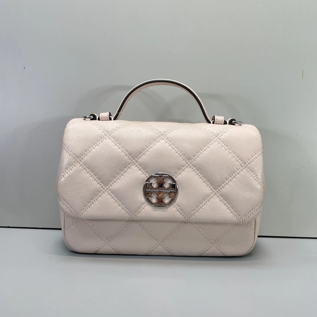 95新 TORY BURCH/汤丽柏琦 小林/浅粉方胖子挎包20*14*6cmB032405