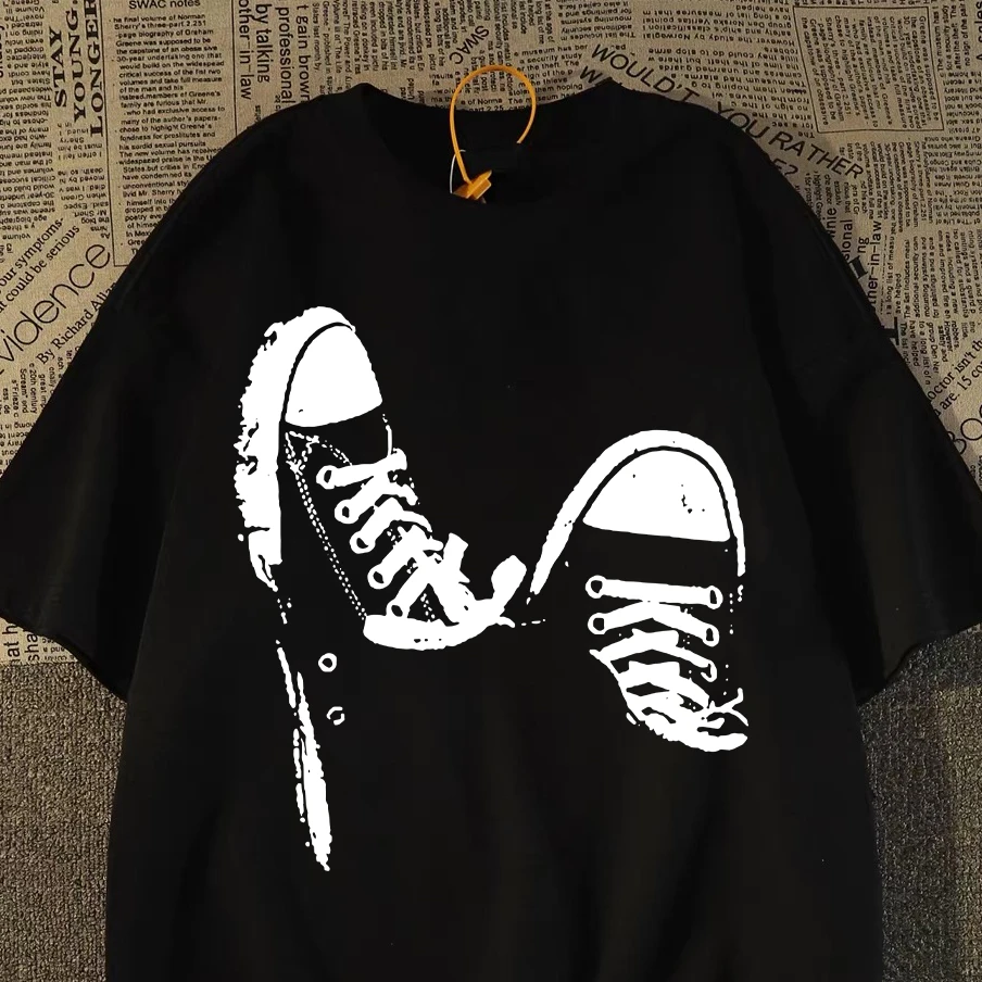 100%纯棉重磅男士短袖t恤宽松慵懒风个性创意印花夏季半袖上衣Zx3